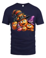 Smiling Pumpkin Family Halloween Party T-Shirt - navy t-shirt on white background