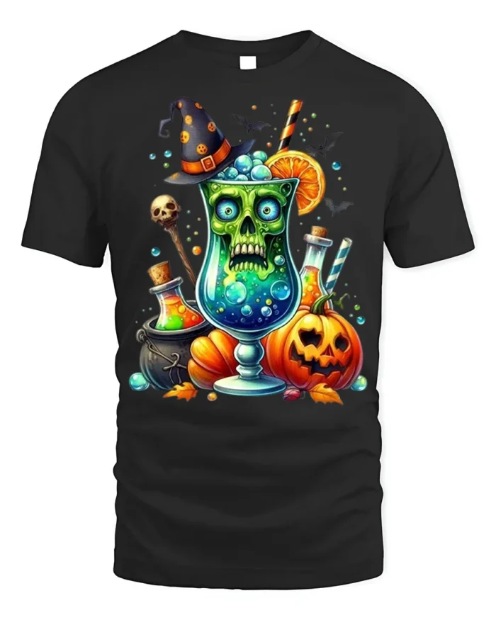 Halloween Witch Potion Skull Drink T-shirt - black t-shirt on white background