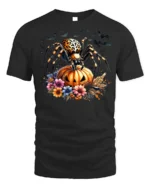 Leopard Spider Pumpkin Halloween Night T-shirt - black t-shirt on white background
