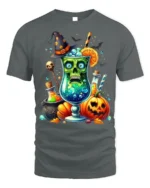 Halloween Witch Potion Skull Drink T-shirt - gray t-shirt on white background