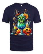 Halloween Witch Potion Skull Drink T-shirt - navy t-shirt on white background