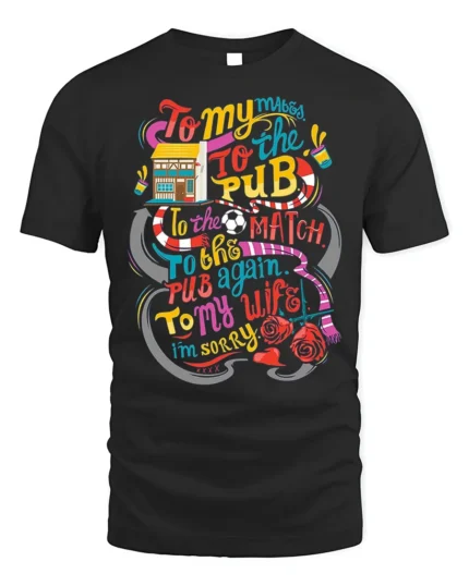 Funny Pub Football Match Drinking Graphic T-shirt - black t-shirt on white background