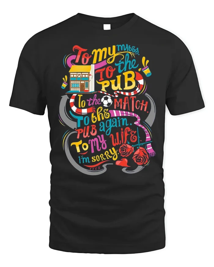 Funny Pub Football Match Drinking Graphic T-shirt - black t-shirt on white background
