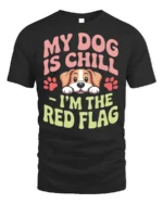 Funny Dog Red Flag Quote Graphic Print T-shirt - black t-shirt on white background