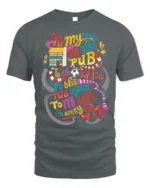 Funny Pub Football Match Drinking Graphic T-shirt - gray t-shirt on white background