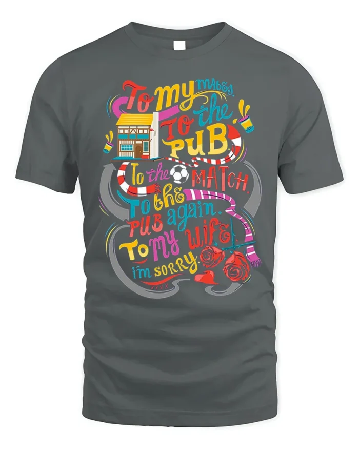 Funny Pub Football Match Drinking Graphic T-shirt - gray t-shirt on white background