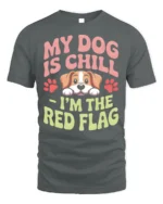 Funny Dog Red Flag Quote Graphic Print T-shirt - gray t-shirt on white background