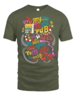 Funny Pub Football Match Drinking Graphic T-shirt - military green t-shirt on white background