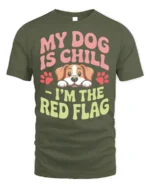 Funny Dog Red Flag Quote Graphic Print T-shirt - military green t-shirt on white background