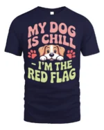 Funny Dog Red Flag Quote Graphic Print T-shirt - navy t-shirt on white background