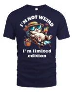 Funny Cat Not Weird Limited Edition T-shirt - navy t-shirt on white background