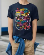 Funny Pub Football Match Drinking Graphic T-shirt - model wearing navy shirt, hands in pockets