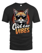 Too Cool Cat Vibes Sunglasses Graphic T-shirt - black t-shirt on white background