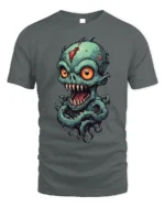 Creepy Alien Monster Big Eyes Horror T-shirt - gray t-shirt on white background