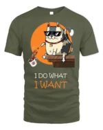Cool Cat Attitude I Do What I Want Graphic T-shirt - military green t-shirt on white background