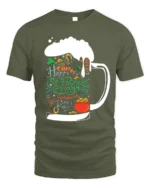 St. Patrick’s Day Beer Mug Cheers Graphic T-shirt - military green t-shirt on white background