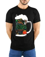 St. Patrick’s Day Beer Mug Cheers Graphic T-shirt - model wearing black shirt, hands behind back