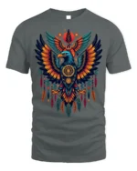 Tribal Eagle Dreamcatcher Feathers Spirit T-shirt - gray t-shirt on white background