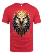 Fierce Eagle Head Tribal Feathers Art T-shirt - red t-shirt on white background