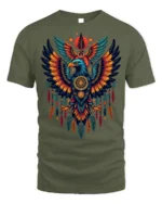 Tribal Eagle Dreamcatcher Feathers Spirit T-shirt - military green t-shirt on white background
