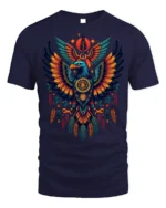 Tribal Eagle Dreamcatcher Feathers Spirit T-shirt - navy t-shirt on white background