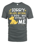 Sorry I’m Late My Dog Was Sitting On Me T-Shirt - gray t-shirt on white background