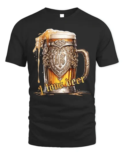 Vintage Beer Mug Graphic T-Shirt I Love Beer