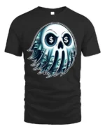 Money Skull Graphic T-Shirt Dollar Sign Eyes Tee - black t-shirt on white background