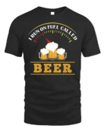 Funny Beer Fuel Gauge T-Shirt I Run On Beer Tee - black t-shirt on white background