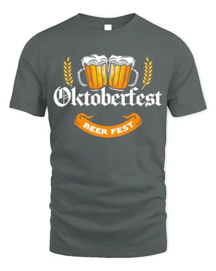 Oktoberfest Beer Fest T-Shirt Bavarian Drinking Tee - gray t-shirt on white background