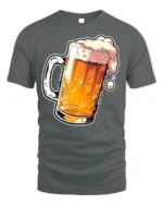 Frothy Beer Mug Graphic T-Shirt Cool Drinking Tee - gray t-shirt on white background