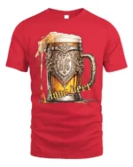 Vintage Beer Mug Graphic T-Shirt I Love Beer - red t-shirt on white background