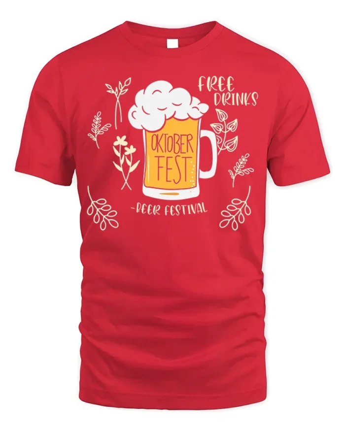 Oktoberfest Beer Festival T-Shirt Funny Drinking Tee - red t-shirt on white background