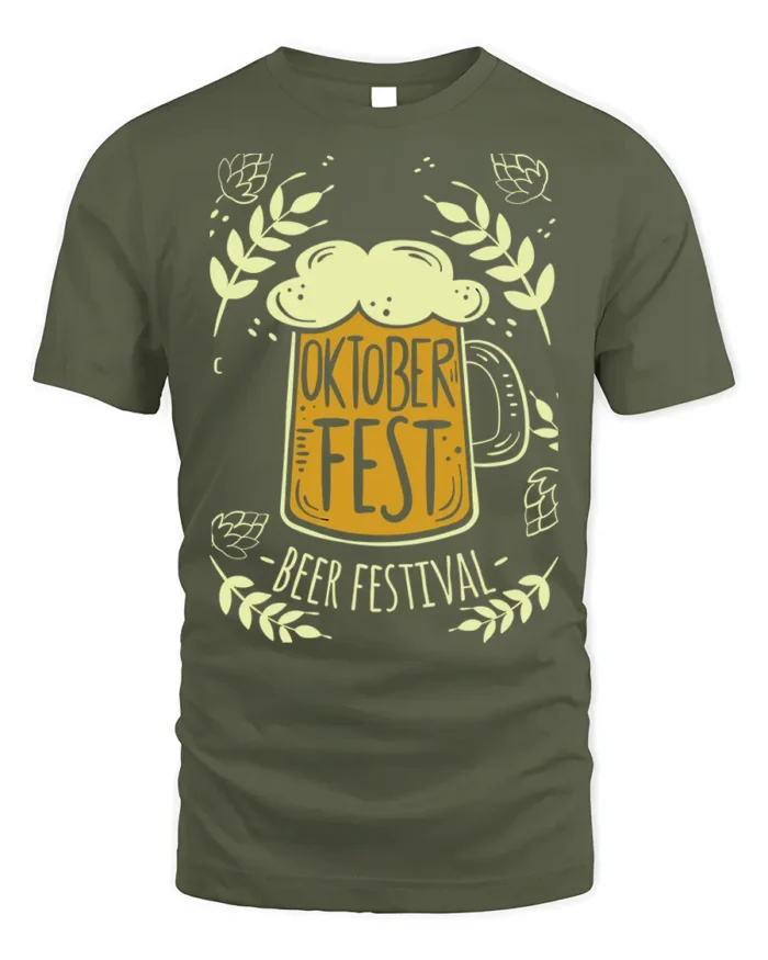 Oktoberfest Beer Festival T-Shirt Bavarian Party Tee - military green t-shirt on white background