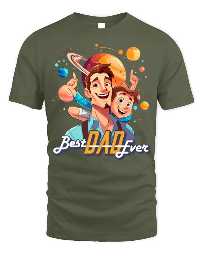 Best Dad Ever Graphic T-Shirt Father’s Day Gift Tee - military green t-shirt on white background