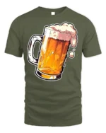 Frothy Beer Mug Graphic T-Shirt Cool Drinking Tee - military green t-shirt on white background