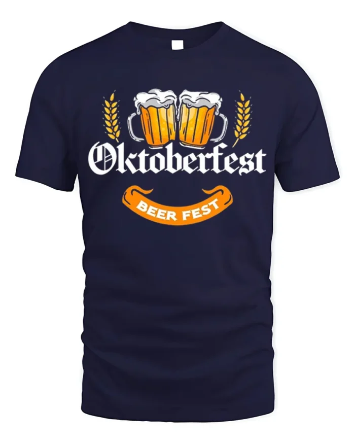 Oktoberfest Beer Fest T-Shirt Bavarian Drinking Tee - navy t-shirt on white background