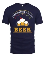 Funny Beer Fuel Gauge T-Shirt I Run On Beer Tee - navy t-shirt on white background