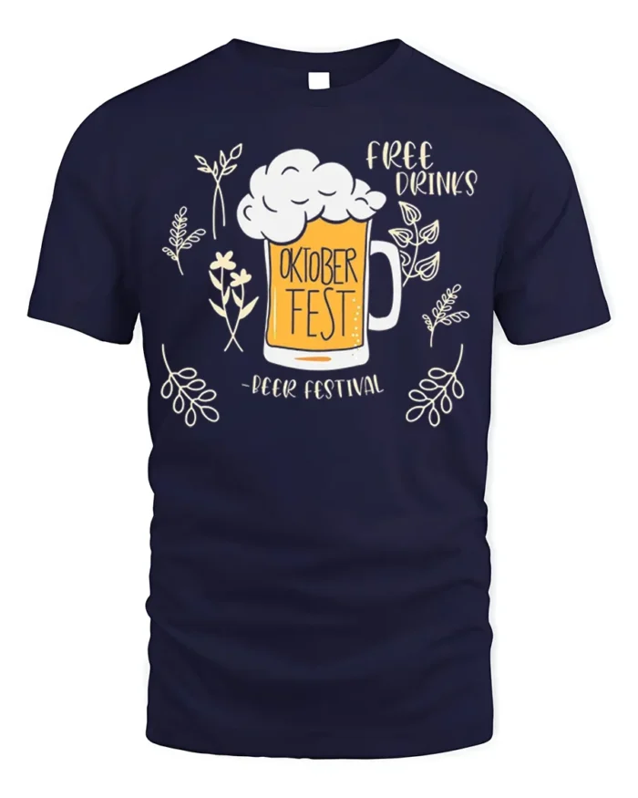 Oktoberfest Beer Festival T-Shirt Funny Drinking Tee - navy t-shirt on white background