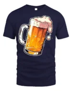 Frothy Beer Mug Graphic T-Shirt Cool Drinking Tee - navy t-shirt on white background