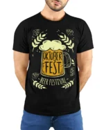 Oktoberfest Beer Festival T-Shirt Bavarian Party Tee - model wearing black shirt, hands behind back