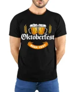 Oktoberfest Beer Fest T-Shirt Bavarian Drinking Tee - model wearing black shirt, hands behind back