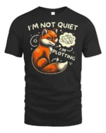 Funny Fox I’m Not Quiet I’m Plotting Graphic T-shirt - black t-shirt on white background