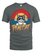 Retro Cool Cat Sunglasses Real Cat Graphic T-shirt - gray t-shirt on white background