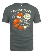 Funny Fox I’m Not Quiet I’m Plotting Graphic T-shirt - gray t-shirt on white background