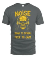 Noise Skull Headphones Rock Music Graphic T-shirt - gray t-shirt on white background