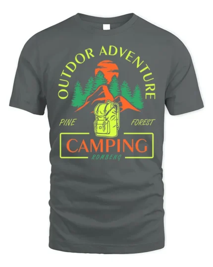 Outdoor Adventure Pine Forest Camping T-shirt - gray t-shirt on white background