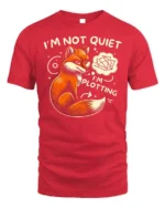 Funny Fox I’m Not Quiet I’m Plotting Graphic T-shirt - red t-shirt on white background