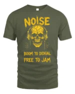 Noise Skull Headphones Rock Music Graphic T-shirt - military green t-shirt on white background