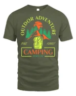 Outdoor Adventure Pine Forest Camping T-shirt - military green t-shirt on white background